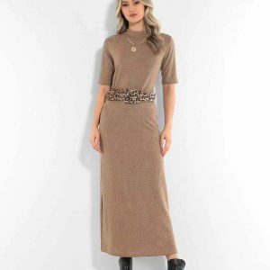 Conjunto saia longa e blusa gola alta cashmere